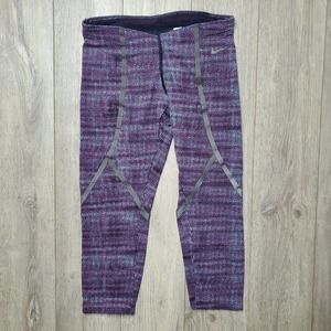 Nike reflective purple patterned crop leggings XS
